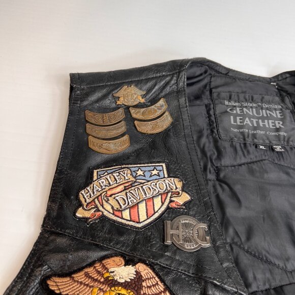 Navarre Vest Men Extra Large Leather Biker Church Collect Patch Pin Rare Core Ex - Picture 9 of 16